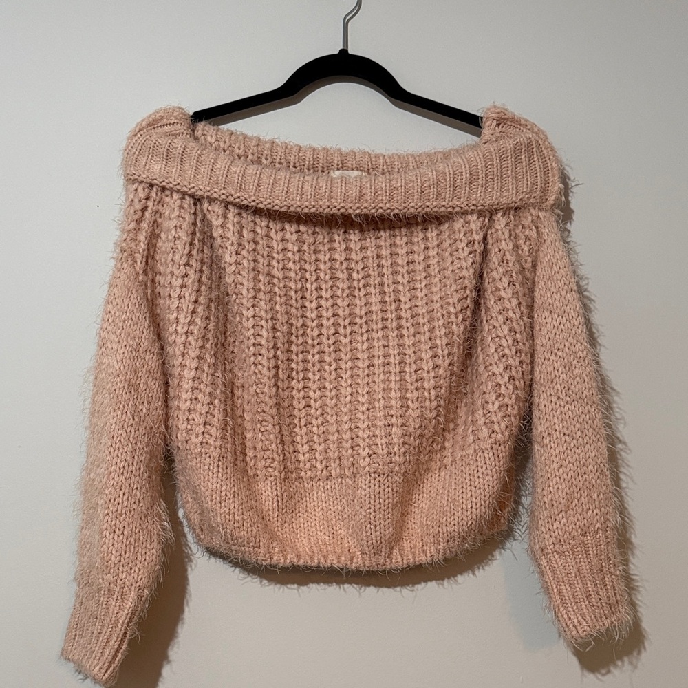 Elegant Blush Off-Shoulder Sweater